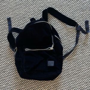 Dark Navy velvet with silver hardware small backpack Hershel